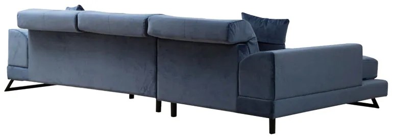 Γωνιακός καναπές PWF-0575 pakoworld δεξιά γωνία ύφασμα μπλε 308/190x92εκ