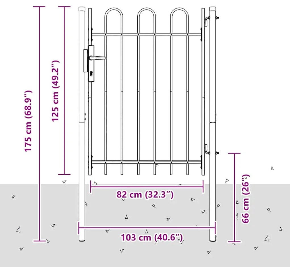 vidaXL Πύλη Φράχτη Γκρι 100 x 120 cm Χάλυβας με Επικάλυψη Πούδρας