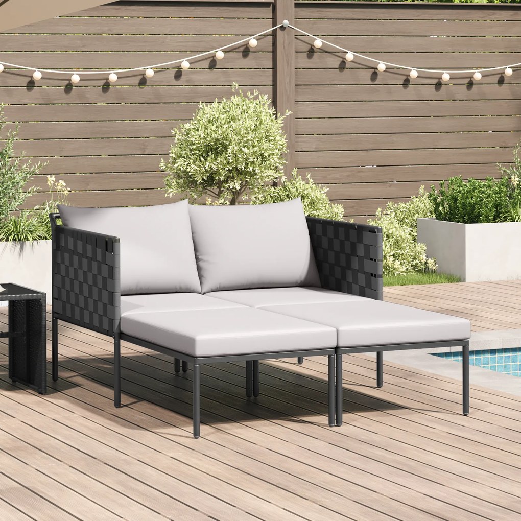 vidaXL Ξαπλώστρα με Μαξιλάρια 2 Ατόμων Ανθρακί 115x153x69,5 εκ Μεταλλικό