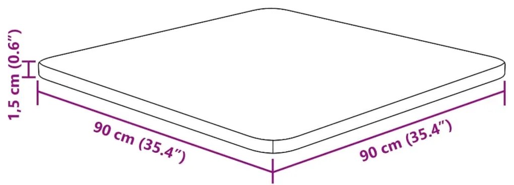 vidaXL Επιφάνεια Τραπεζιού Τετράγωνη Αν. Καφέ 90x90x1,5 εκ. Ξύλο Δρυς