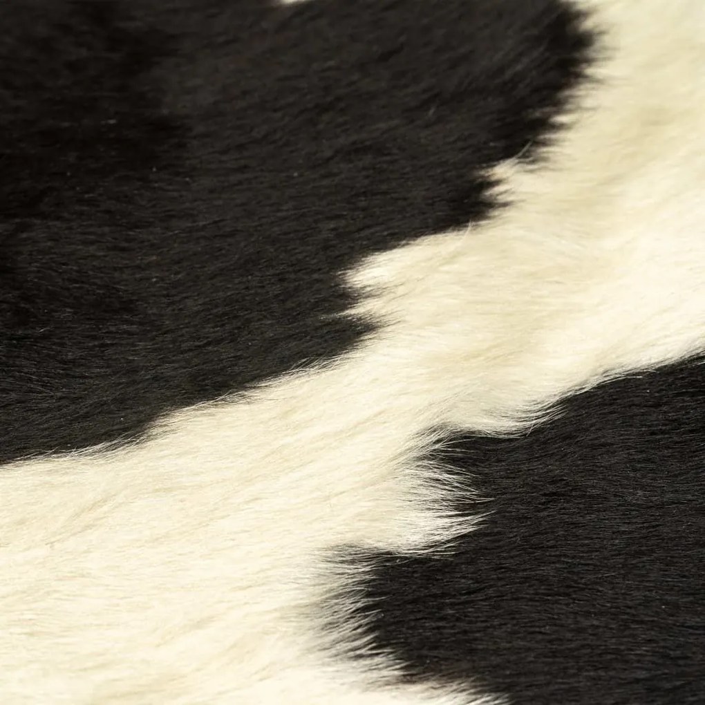 Χαλί Ασπρόμαυρο 150 x 170 εκ. από Γνήσιο Δέρμα Αγελάδας - Μαύρο