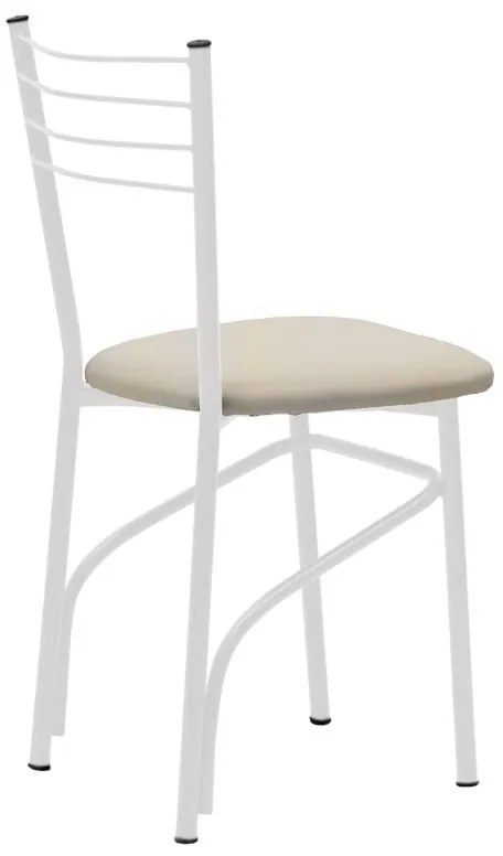 Καρέκλα "ΡΙΓΑ" από μέταλλο/τεχνόδερμα σε λευκό/εκρού χρώμα 40x36x83