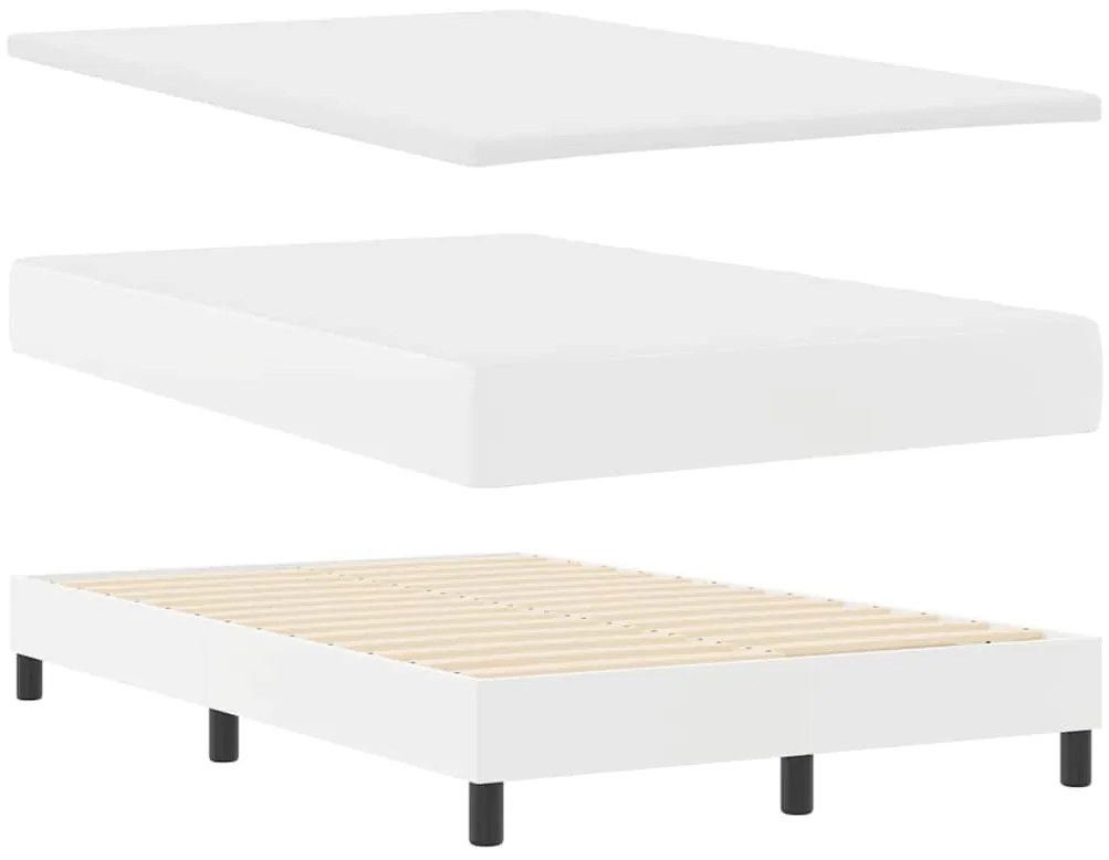 vidaXL Σκελετός κρεβατιού με στρώμα Λευκό 120 x 200 cm Τεχνητό δέρμα