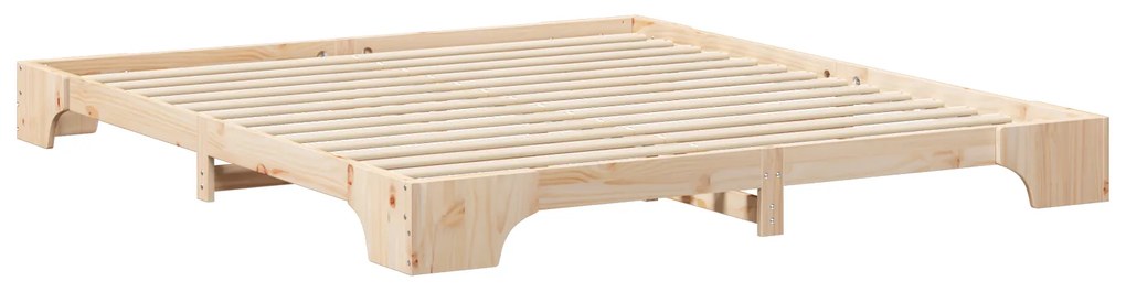 vidaXL Κρεβάτι δαπέδου Καφέ 180 x 220 εκ. Μασίφ ξύλο πεύκου