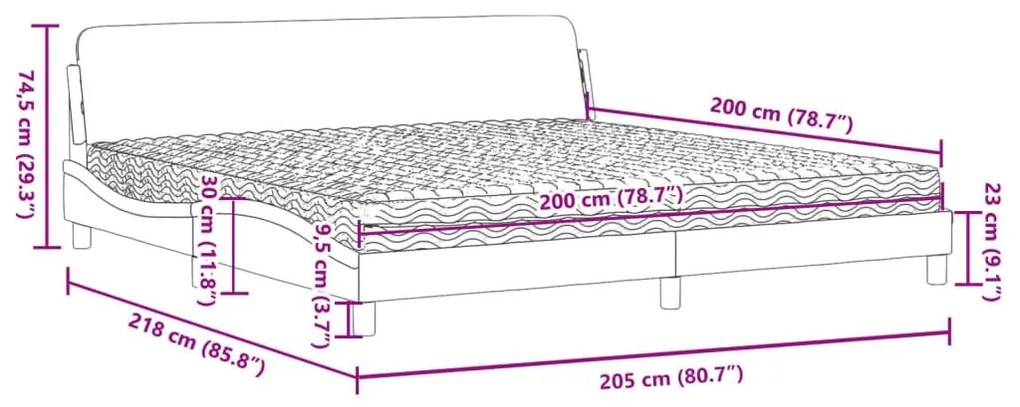 Κρεβάτι με Στρώμα Ροζ 200x200 εκ. Βελούδινο - Ροζ