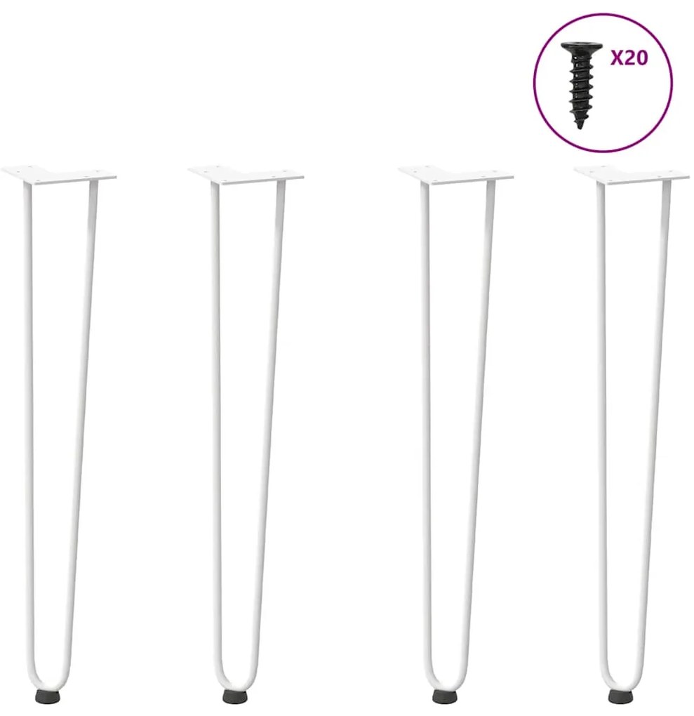 πόδια φουρκέτας για τραπέζια κονσόλας 4 τεμ. Λευκό 72 εκ. Μασίφ ατσάλι