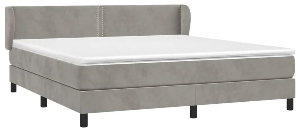 Κρεβάτι Boxspring με Στρώμα Ανοιχτό Γκρι 160x200 εκ. Βελούδινο - Γκρι