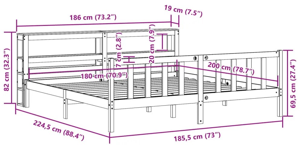 ΣΚΕΛΕΤΟΣ ΚΡΕΒΑΤΙΟΥ ΧΩΡΙΣ ΣΤΡΩΜΑ 180X200 ΕΚ ΜΑΣΙΦ ΞΥΛΟ ΠΕΥΚΟΥ 3305767