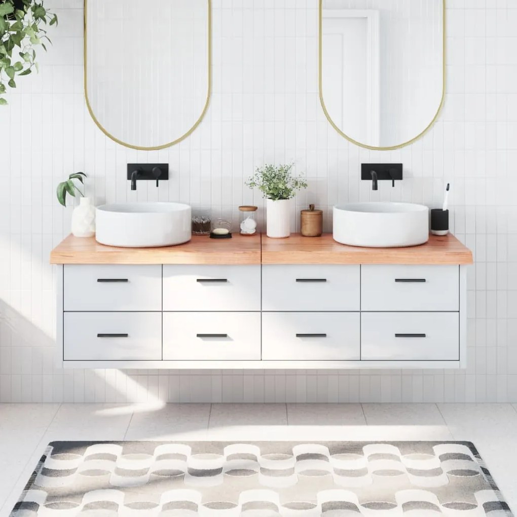 Πάγκος Μπάνιου Αν. Καφέ 180x60x(2-6) εκ. Επεξεργ. Μασίφ Ξύλο