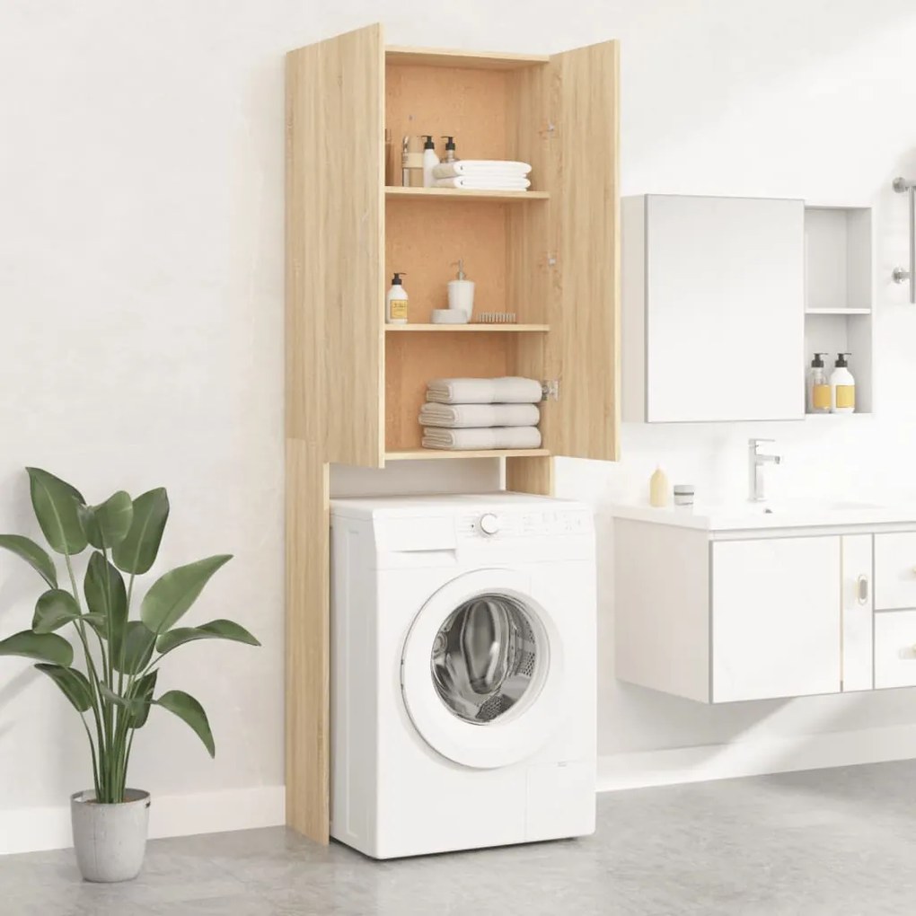 vidaXL Ντουλάπι Πλυντηρίου Sonoma Δρυς 64 x 25,5 x 190 εκ.