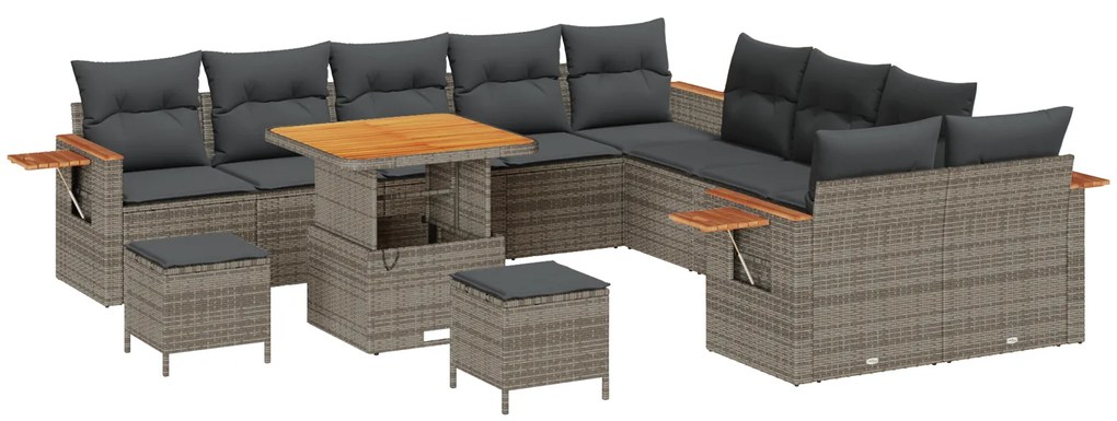 vidaXL Σετ Καναπέ Κήπου με μαξιλάρι 13 pcs Γκρι 80 x 80 x 71 cm