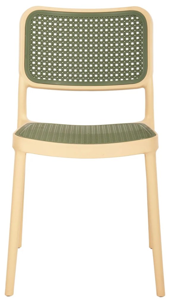 Καρέκλα MEKO C5934.04 Πολυπροπυλενίου Μπέζ με Ψάθα Olive Green 41x49x102Υ εκ. 41x49x102 εκ.