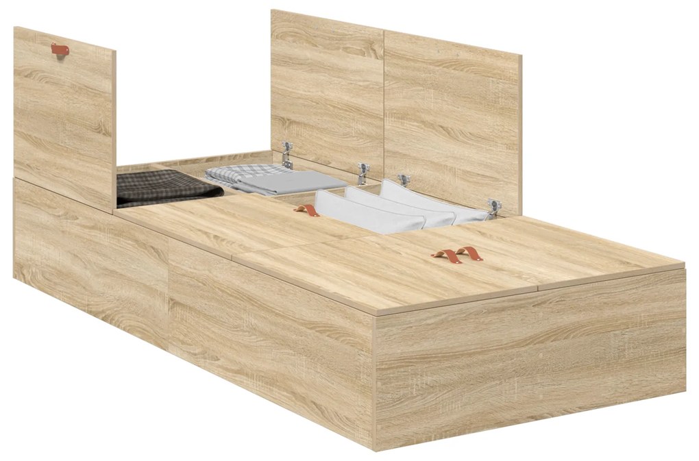 vidaXL Κρεβάτι Αποθήκης Sonoma Oak 90x200 εκ