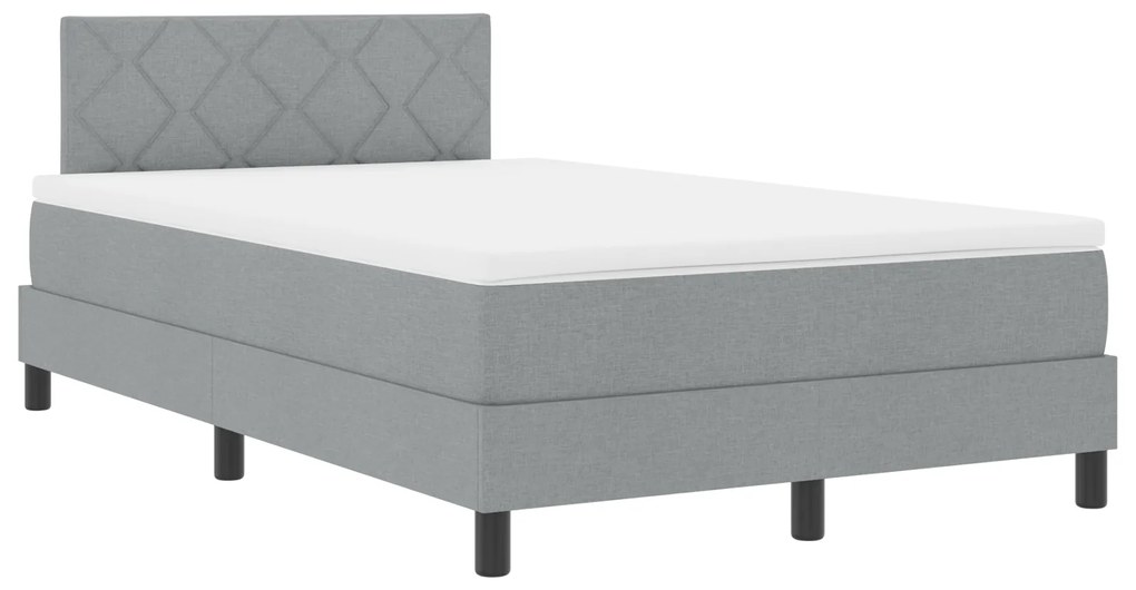 vidaXL Κρεβάτι Box Spring με Στρώμα & LED Ανοιχτό Γκρι 120x190 cm Ύφασμα