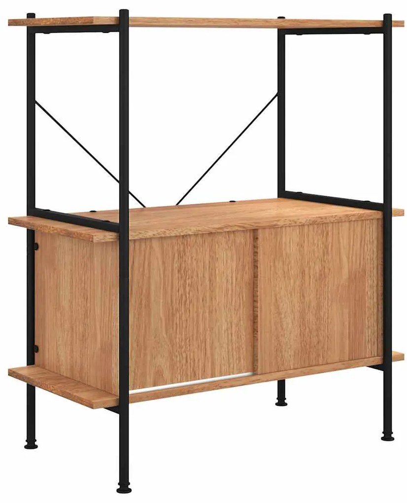 vidaXL Ραφιέρα 3 Επιπέδων με Ντουλάπι 80x40x92 εκ. Ατσάλι/Επεξ. Ξύλο