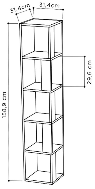 ΒΙΒΛΙΟΘΗΚΗ ΓΩΝΙΑΚΗ PIANO MEGAPAP ΧΡΩΜΑ ΛΕΥΚΟ 31,4X31,4X158,9ΕΚ.