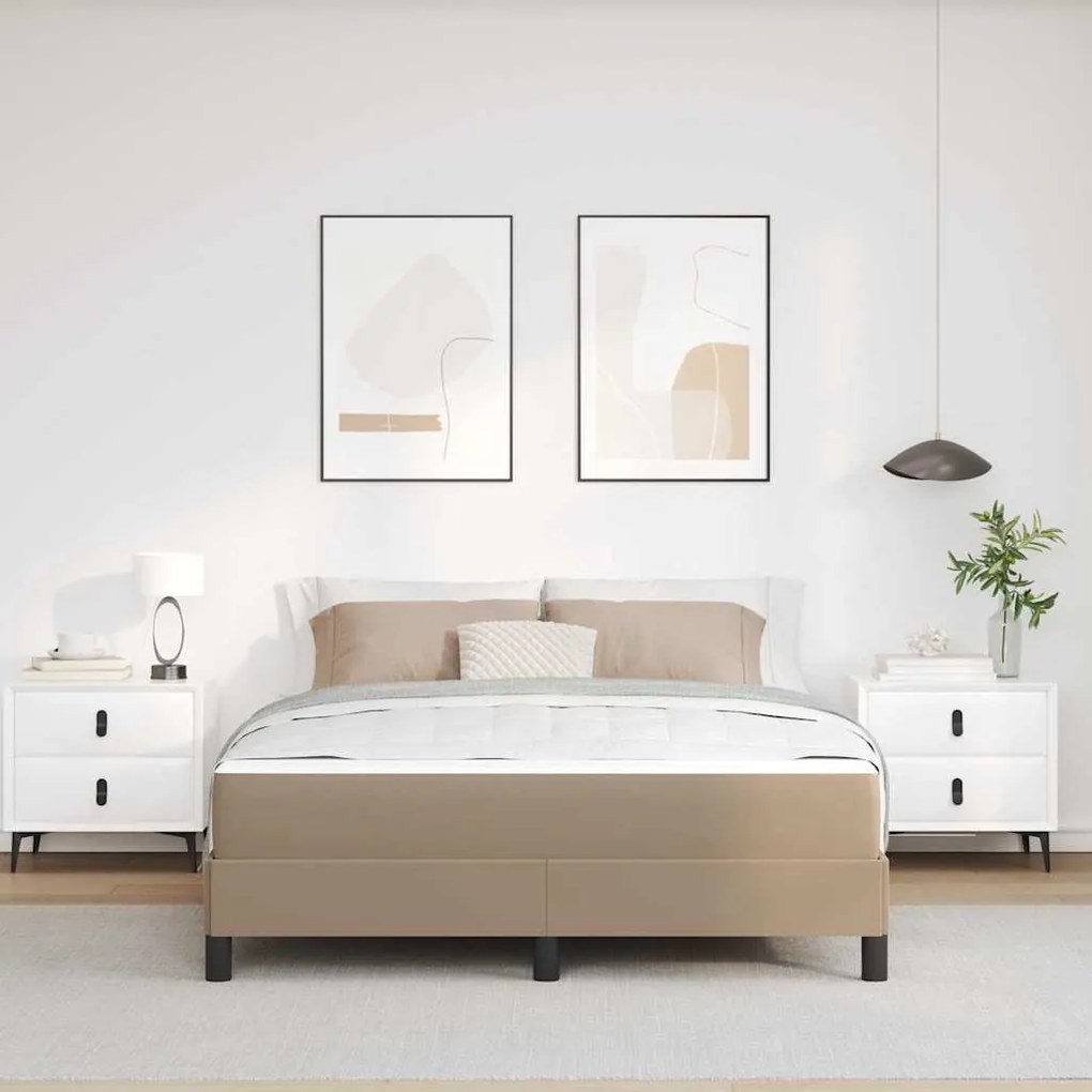 vidaXL Κρεβάτι Άλλο Καπουτσίνο 140 x 190 cm Τεχνητό δέρμα
