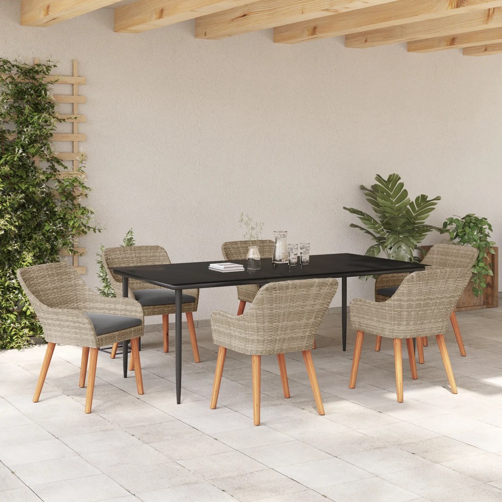 vidaXL Σετ τραπεζαρίας 7 pcs Ανοιχτό γκρι και Μαύρο Large