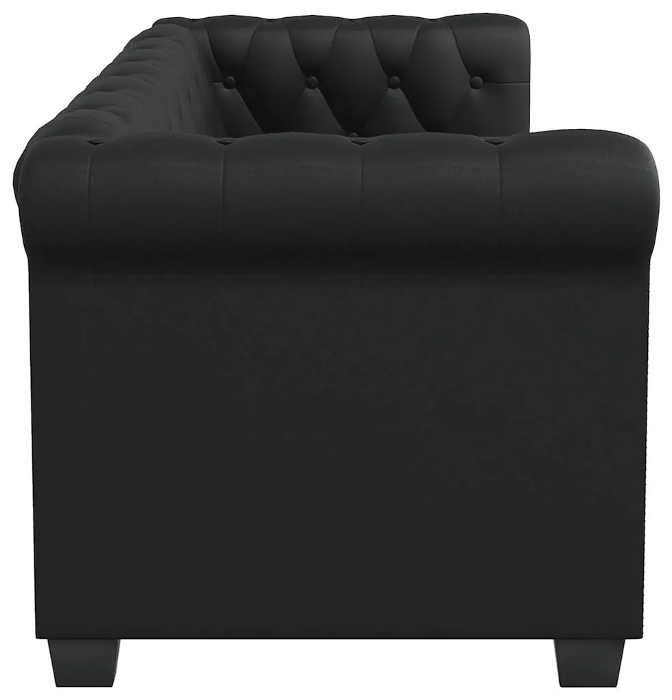 vidaXL Καναπέδες Chesterfield Διθέσιος + Τριθέσιος Μαύρο Συνθ. Δέρμα