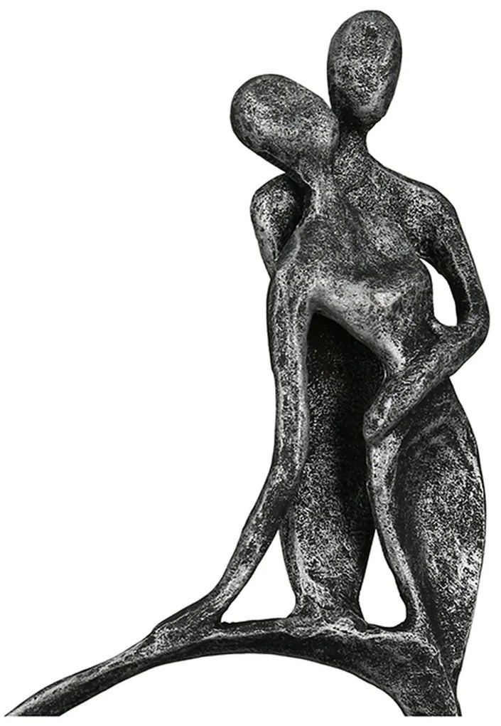 Γλυπτό Καρδιά &#039;Stand by Me&#039; Ζευγάρι Μοτίβο Σιδερένιο Ανθρακί/Ασημί 5x11x23cm