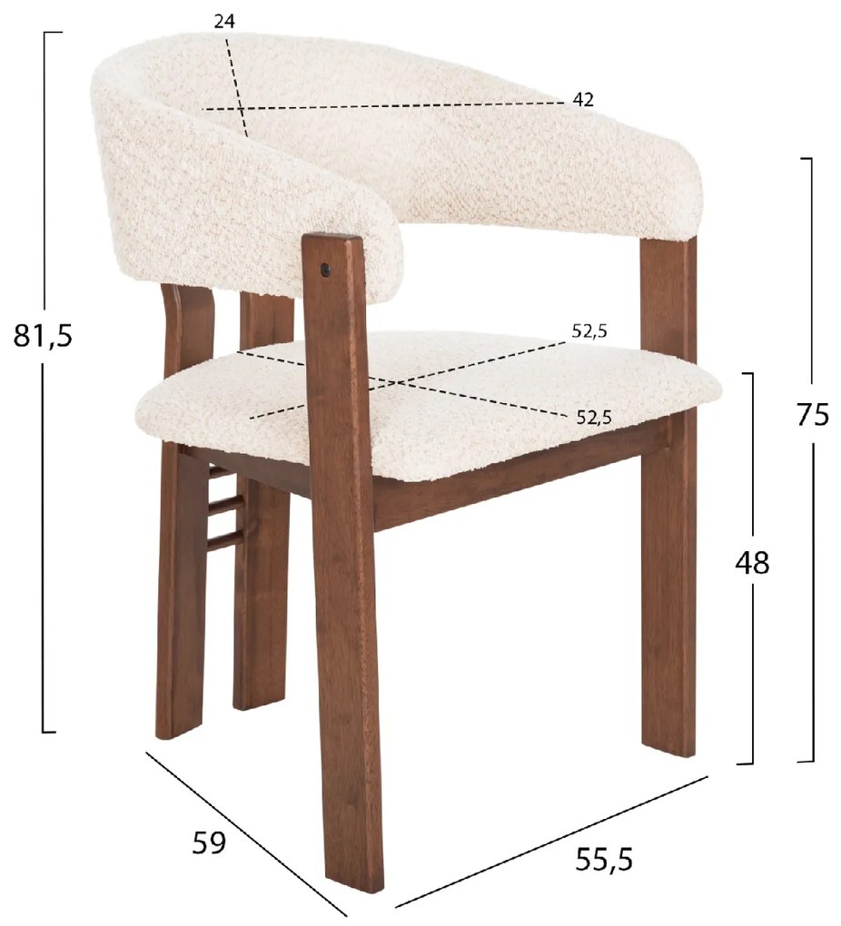 ΚΑΡΕΚΛΑ ZARRA HM9970.03 RUBBERWOOD ΣΕ ΚΑΡΥΔΙ-ΕΚΡΟΥ ΜΠΟΥΚΛΕ ΥΦΑΣΜΑ 55,5x59x81,5Υεκ