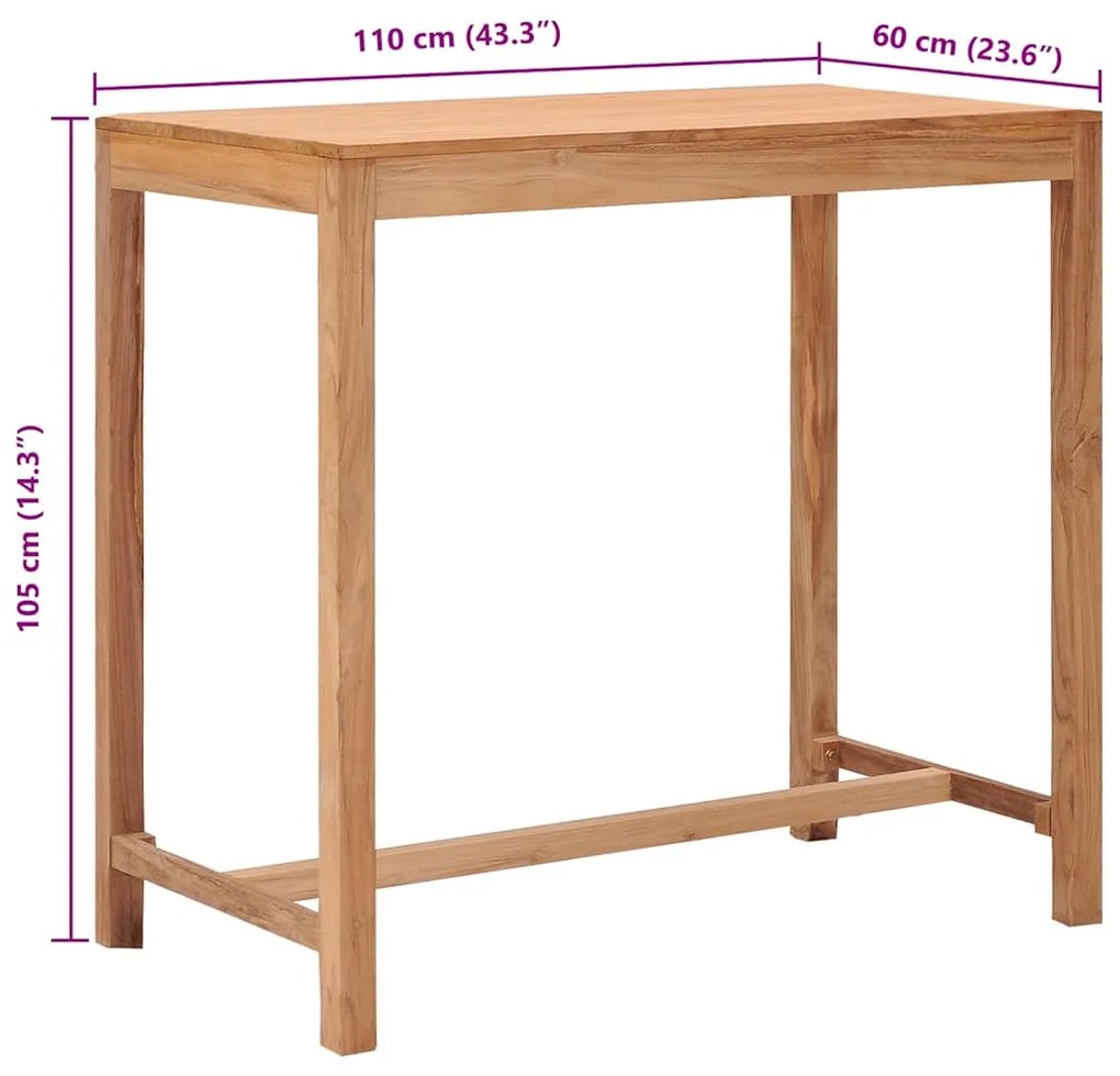 vidaXL Τραπέζι Μπαρ Κήπου 110 x 60 x 105 εκ. από Μασίφ Ξύλο Teak