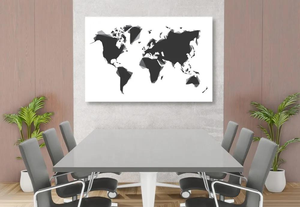 Εικόνα στο φελλό ενός αφηρημένου παγκόσμιου χάρτη σε ασπρόμαυρο - 120x80  peg