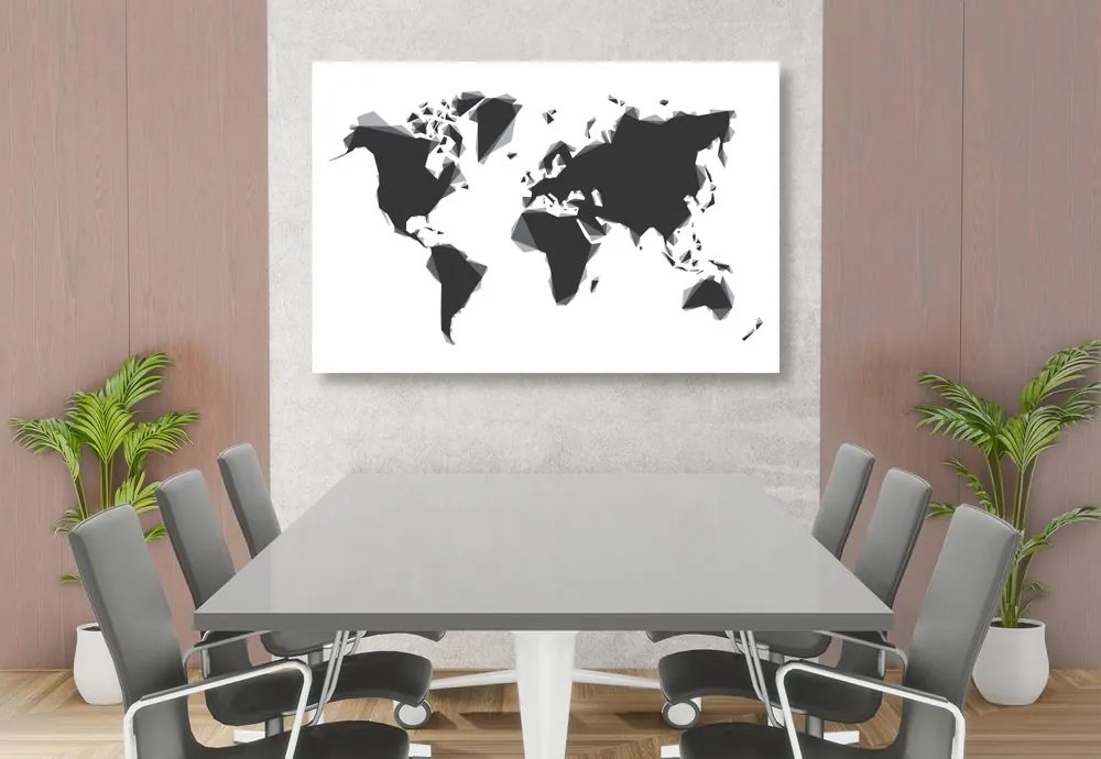 Εικόνα στο φελλό ενός αφηρημένου παγκόσμιου χάρτη σε ασπρόμαυρο - 90x60  arrow