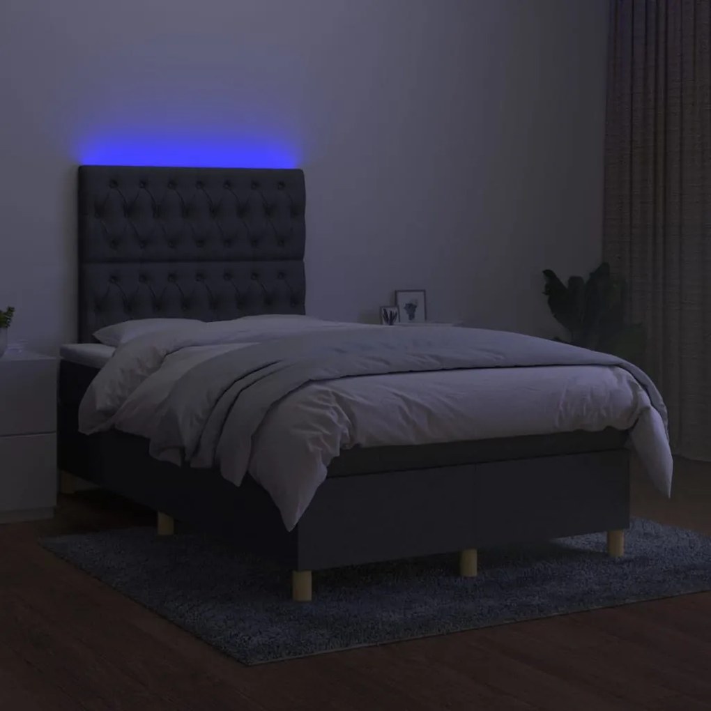 ΚΡΕΒΑΤΙ BOXSPRING ΜΕ ΣΤΡΩΜΑ &amp; LED ΣΚ.ΓΚΡΙ 120X200 ΕΚ ΥΦΑΣΜΑΤΙΝΟ 3135662