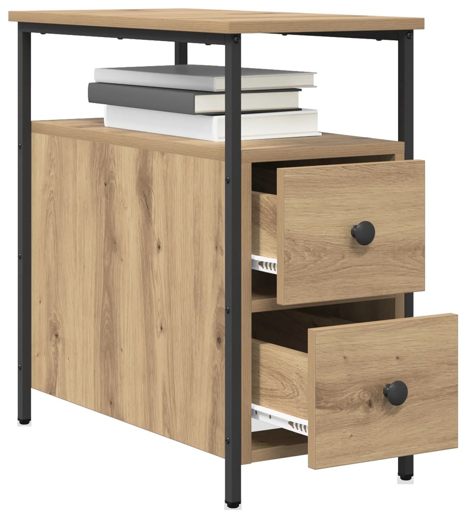 vidaXL Κομοδίνο artisan δρυς 30 x 60 x 60 εκ. Σίδηρος και μοριοσανίδα