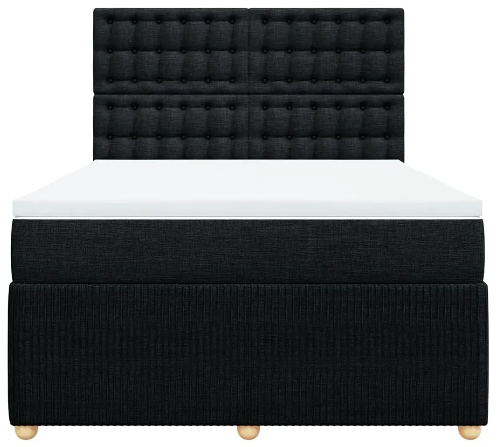 vidaXL Κρεβάτι Boxspring με Στρώμα Μαύρο 140x190 εκ. Υφασμάτινο