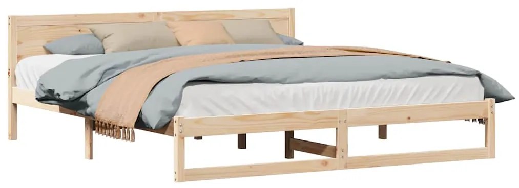 vidaXL Σκελετός Κρεβατιού Καφέ 200 x 200 cm Μασίφ ξύλο πεύκου