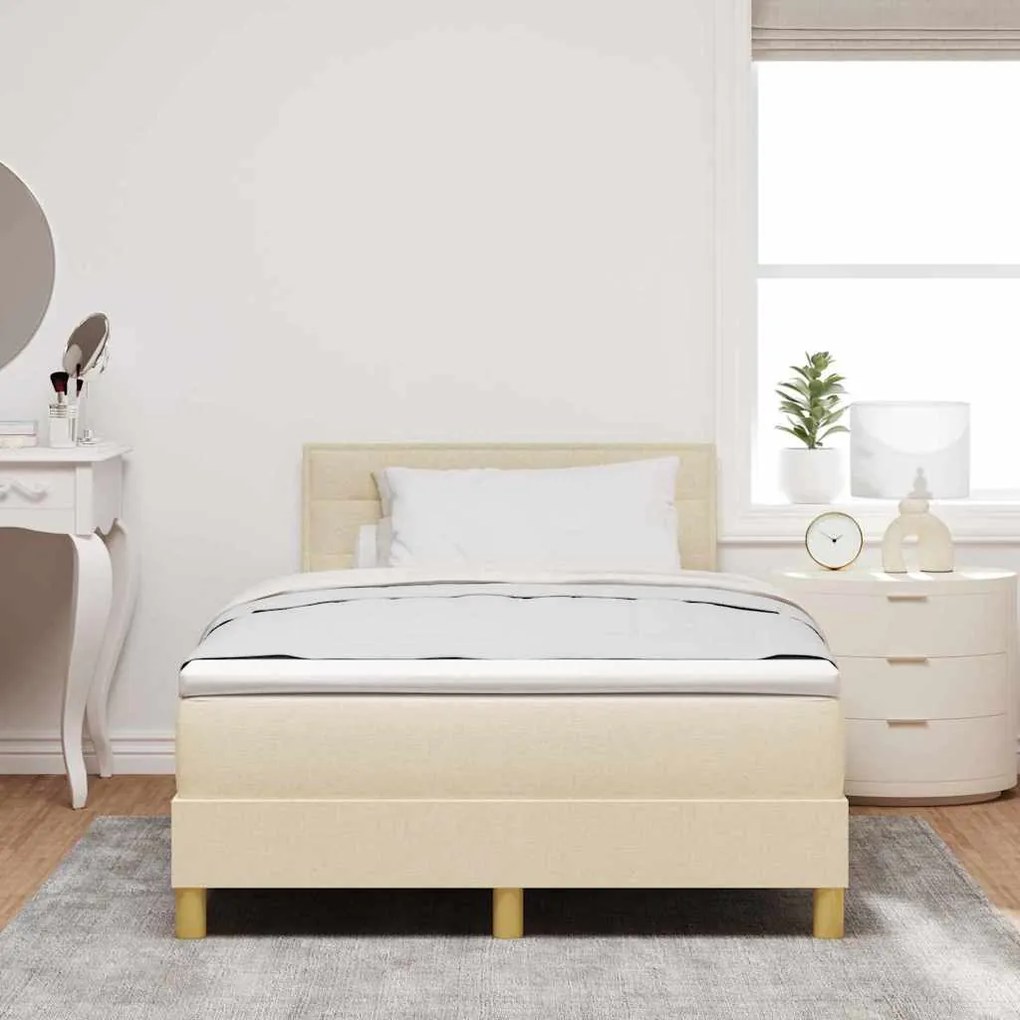 vidaXL Κρεβάτι με ελατήρια με στρώμα Κρεμ 120 x 200 cm ύφασμα