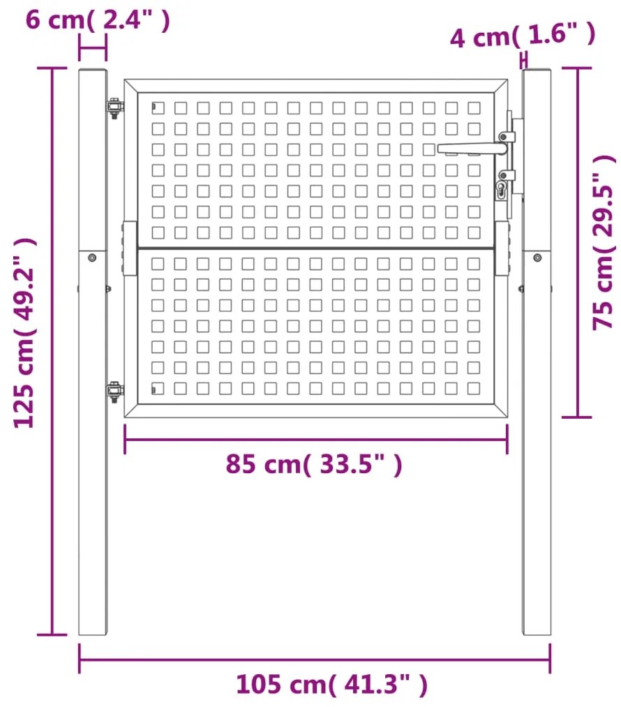 vidaXL Πύλη Κήπου Ανθρακί 105 x 125 εκ. Ατσάλινη