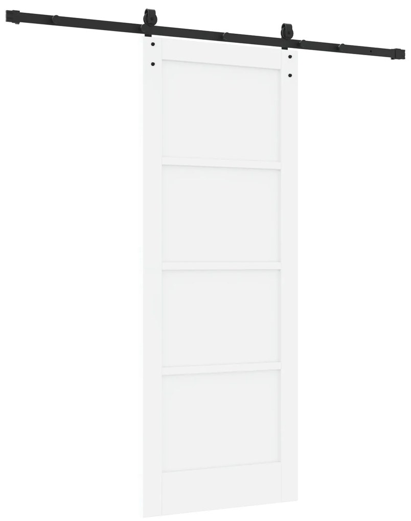 vidaXL Ολίσθητη Πόρτα με Σετ Αξεσουάρ Λευκή 78x202 εκ. Στερεό Ξύλο Πεύκου