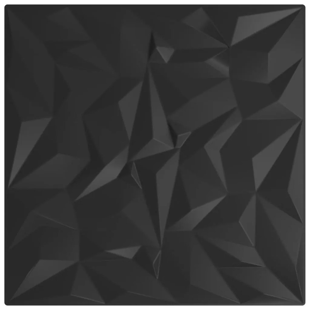 Πάνελ Τοίχου 24 Τεμ. Μαύρα Σχ. Αμέθυστου Μαύρα 50x50εκ. 6m² XPS - Μαύρο
