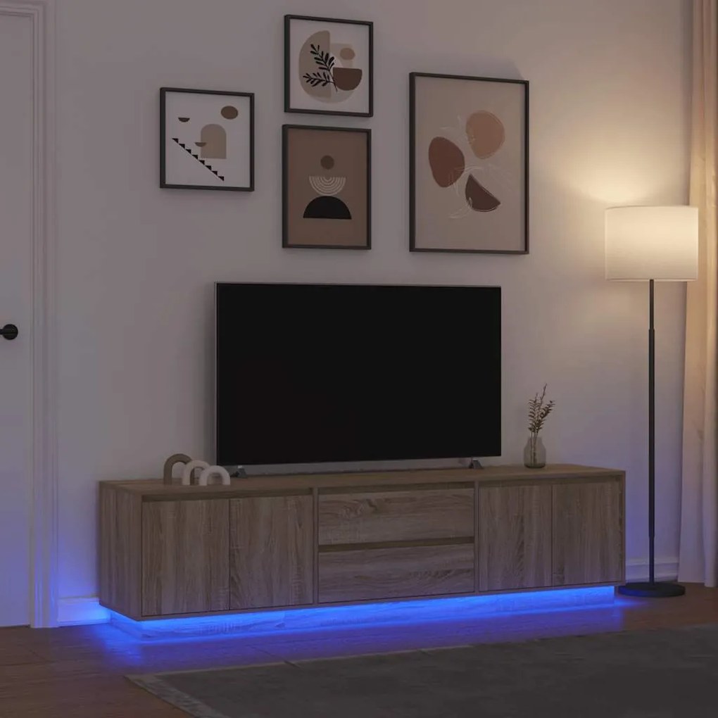 vidaXL Έπιπλο Τηλεόρασης με LED Sonoma Δρυς 193,5x41x50 εκ.