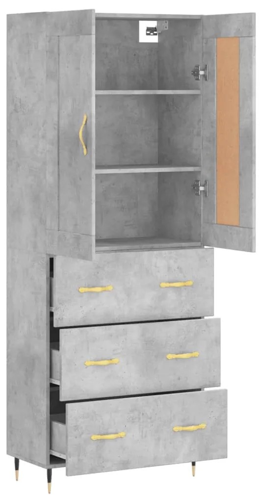 vidaXL Ντουλάπι Γκρι Σκυροδέματος 69,5x34x180 εκ. Επεξεργασμένο Ξύλο