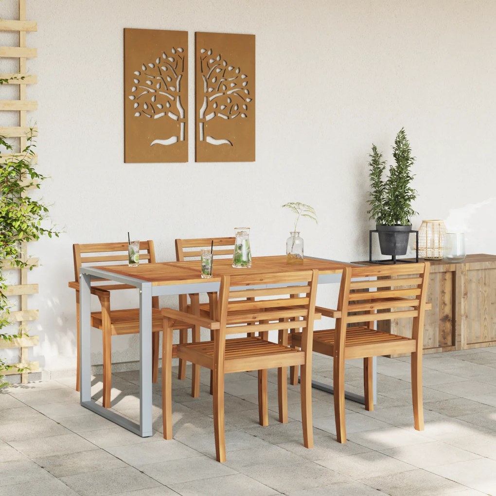 vidaXL Εξωτερική Τραπεζαρία Γκρι 140x80x75 εκ. Ατσάλι & Σομια Ρητίνη
