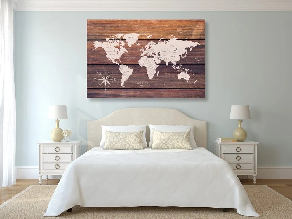 Εικόνα αξιοπρεπή χάρτη με ξύλινο φόντο - 120x80