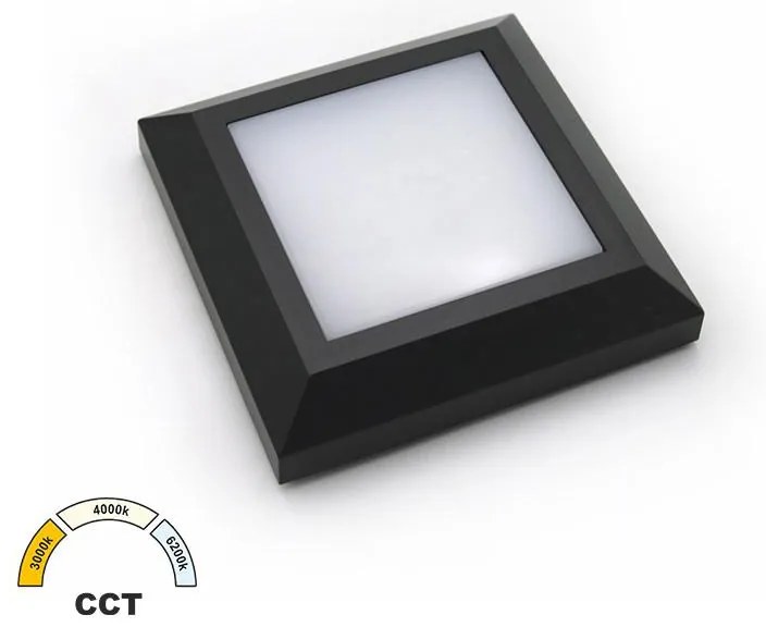 Adeleq Φωτιστικό LED PC Επίτοιχο Τετράγωνο D125mm 4W CCT IP65 Γραφίτης 3-97018