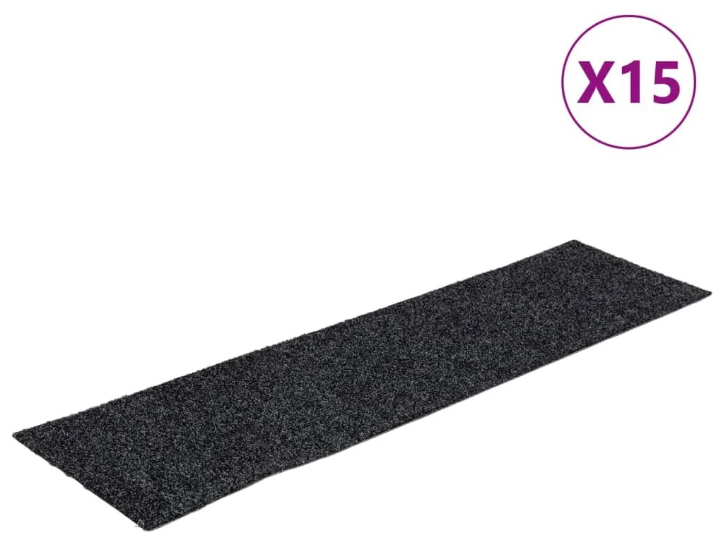 vidaXL Πατάκια Σκαλιών Αυτοκόλλητα 15 τεμ. Γκρι Ορθογώνια 76x20 εκ.