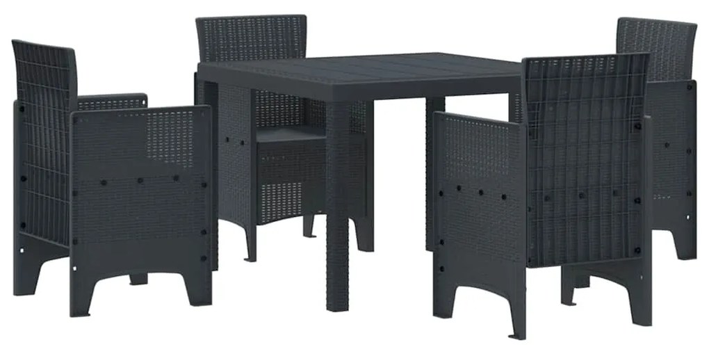 vidaXL Σέτ φαγητού για κήπο 5 pcs Ανθρακί Rattan Polt