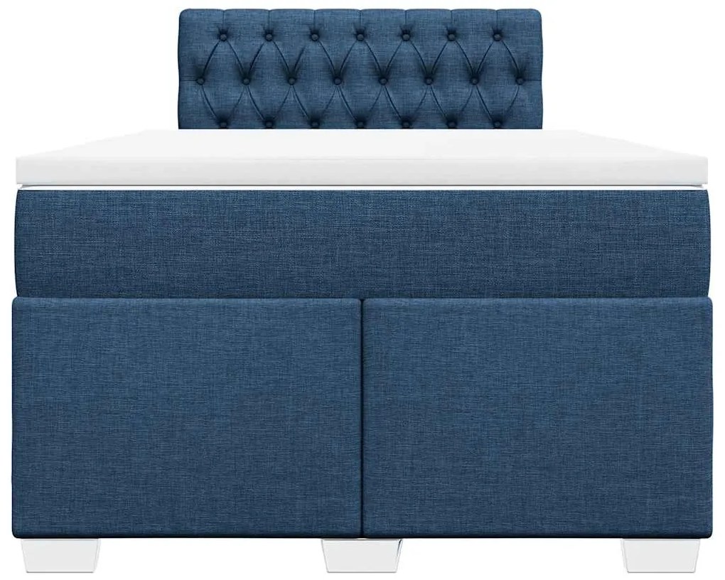 vidaXL Κρεβάτι Boxspring με Στρώμα Μπλε 120x190 εκ. Υφασμάτινο