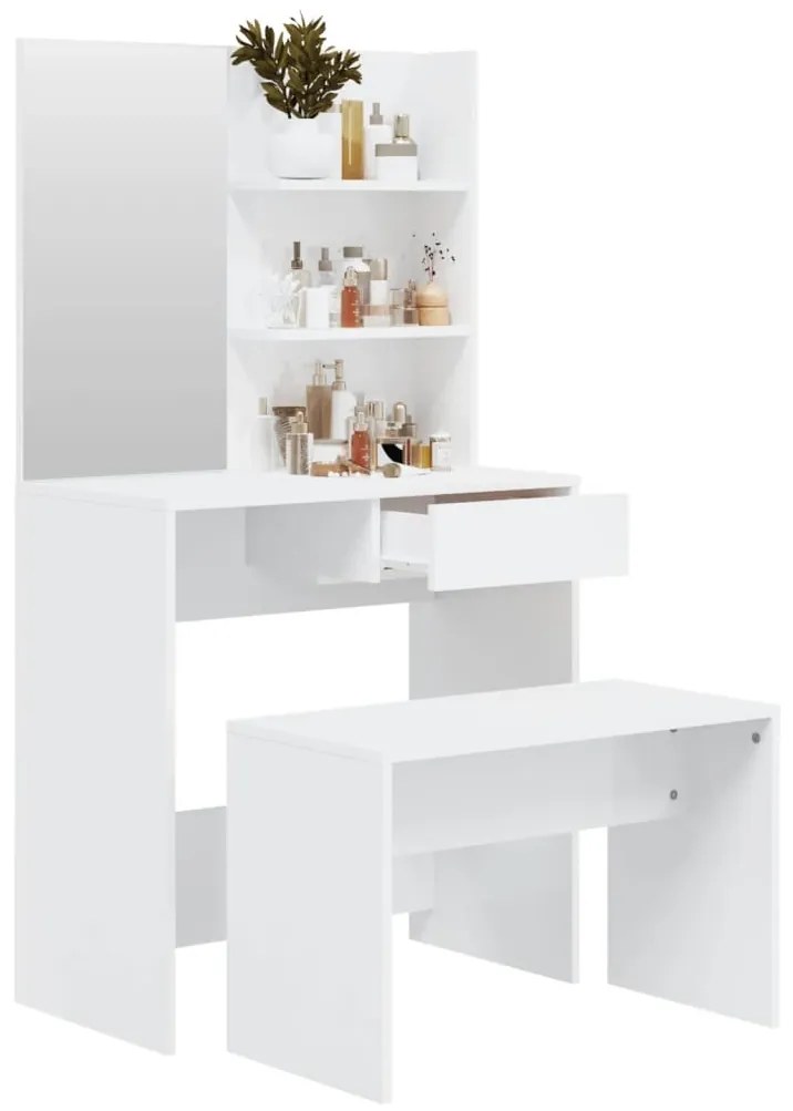 vidaXL Μπουντουάρ Σετ Γυαλιστερό Λευκό 74,5x40x141 εκ.
