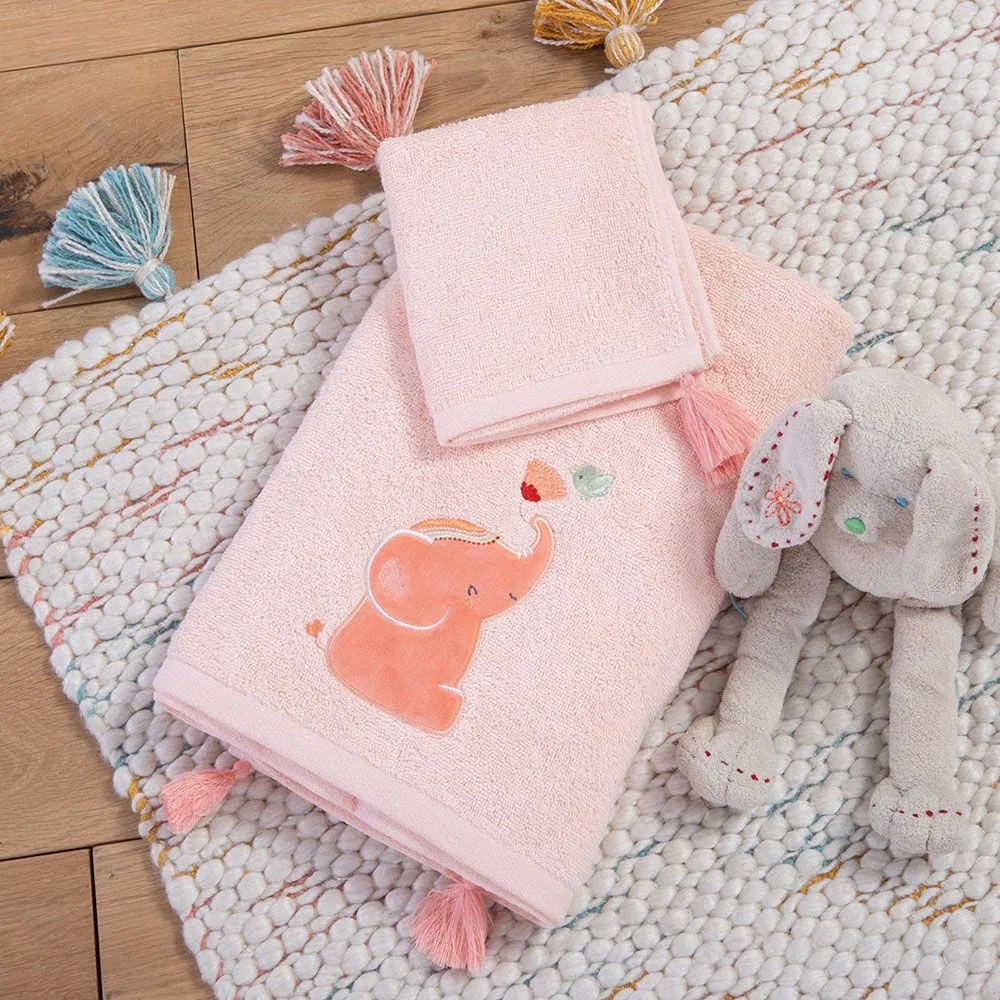 Πετσέτες Βρεφικές Indonesia (Σετ 2τμχ) Pink Nef-Nef Homeware Towels Set 70x140cm 100% Βαμβάκι