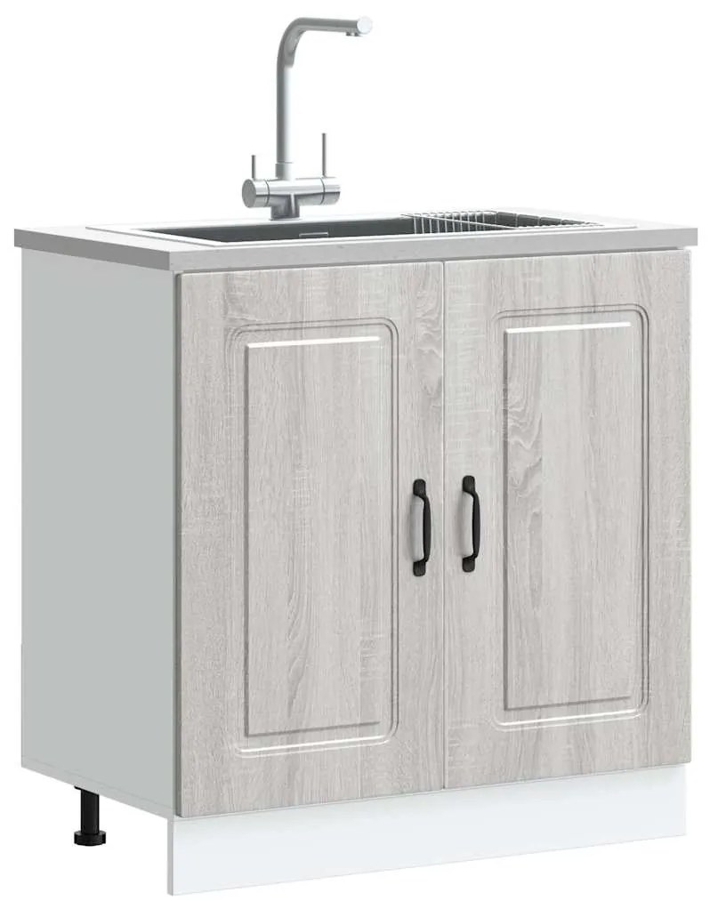 vidaXL Ντουλάπι βάσης νεροχύτη "Kalmar" Γκρι Sonoma 80x46x81,5 cm