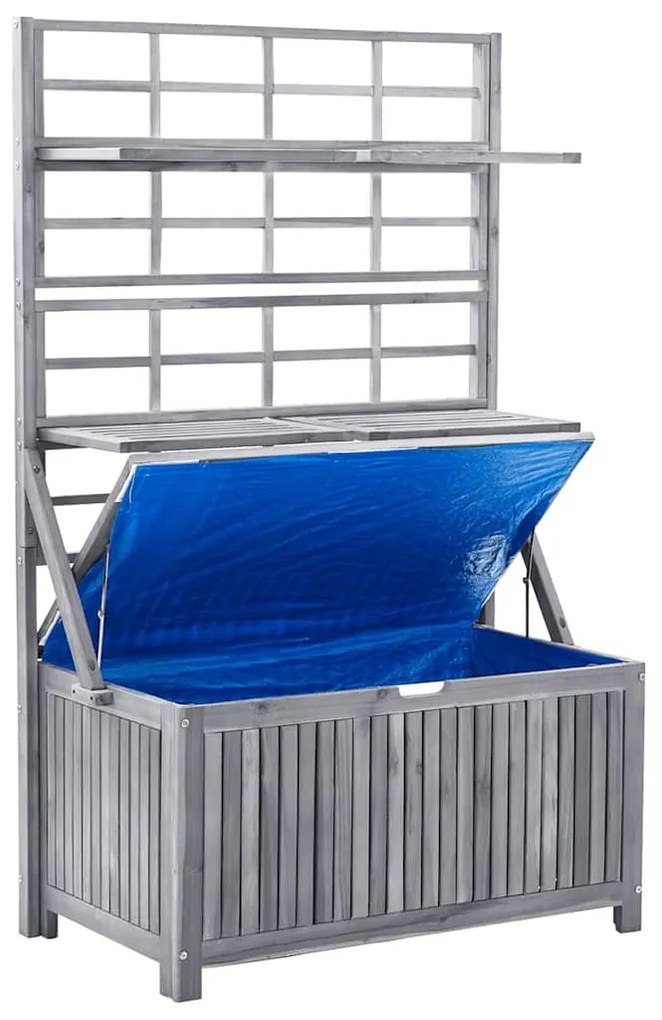 vidaXL Μπαούλο Αποθήκευσης Καφασωτό Γκρι 99x55x160 Μασίφ Ξύλο Ακακίας