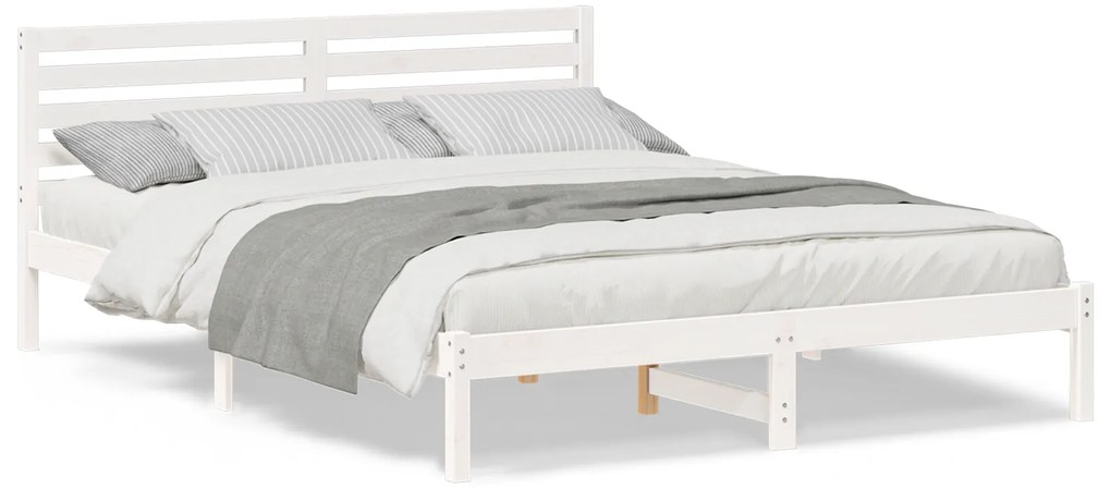 vidaXL Σκελετός Κρεβατιού Λευκό 160 x 210 cm Συμπαγές ξύλο πεύκου