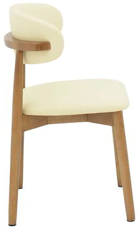 Καρέκλα Ubene pakoworld rubberwood και pu σε καρυδί και μπεζ απόχρωση 46x58x79εκ